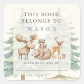 Cute Bosdieren Bos Dieren Ex Libris Sticker (Voorkant)