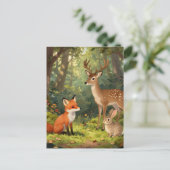 Cute Bosdieren Bos Scene Briefkaart (Staand voorkant)