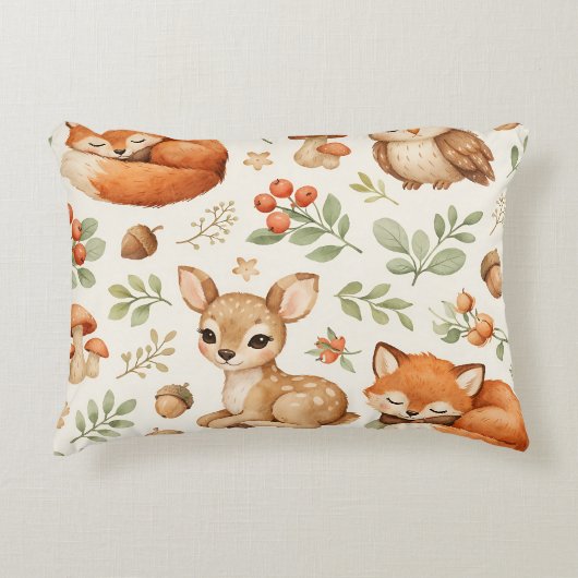 Cute bosdieren en bessen patroon accent kussen (Voorkant)
