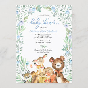 Cute bosdieren groen baby shower kaart