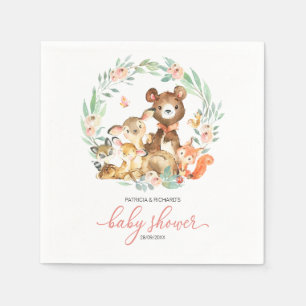Cute bosdieren groen baby shower servet