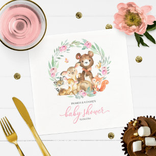 Cute Bosdieren Groen Baby Shower Servet