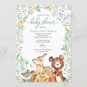 Cute bosdieren groene baby shower kaart