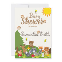 Cute bosdieren groene boom zon baby shower