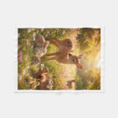Cute bosdieren in bloemenweide fleece deken (Voorkant (Horizontaal))