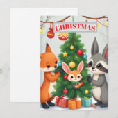 Cute Bosdieren Kerstboom Kaart (Voorkant / Achterkant)