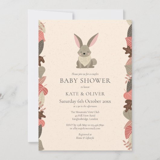 Cute Bosdieren Konijnen Baby Shower Kaart (Voorkant)