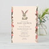 Cute Bosdieren Konijnen Baby Shower Kaart (Staand voorkant)