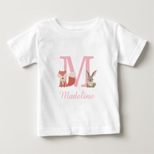 Cute bosdieren met roze monogram (Voorkant)