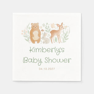 Cute bosdieren neutraal geslacht baby shower servet