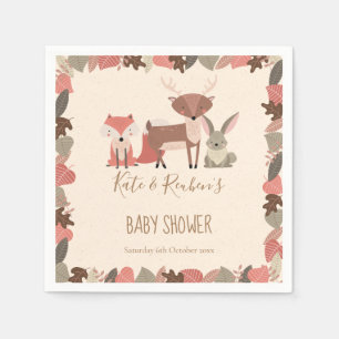 Cute Bosdieren Paren Baby Shower Servet
