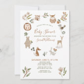 Cute Bosdieren Script Boho Baby Shower  Kaart (Voorkant)