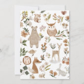 Cute Bosdieren Script Boho Baby Shower  Kaart (Achterkant)