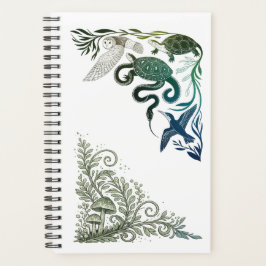 Cute bosdieren Uil & Schildpad Natuur Illustratie Planner