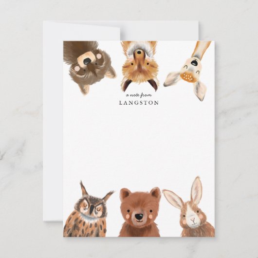 Cute bosdieren voor kinderen notitiekaartje (Voorkant)