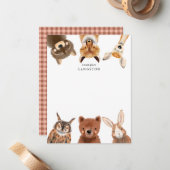 Cute bosdieren voor kinderen notitiekaartje (Voorkant / Achterkant in situ)