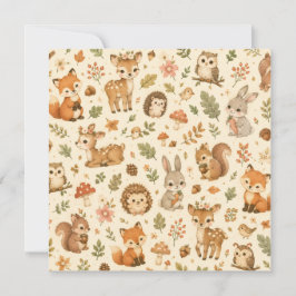 Cute Bosdieren Waterverf Patroon Feestdagenkaart