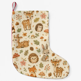 Cute Bosdieren Waterverf Patroon Kleine Kerstsok
