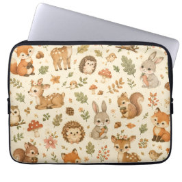 Cute Bosdieren Waterverf Patroon Laptop Sleeve