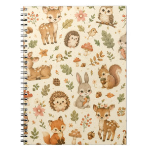 Cute Bosdieren Waterverf Patroon Notitieboek