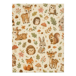 Cute Bosdieren Waterverf Patroon Perfect Poster