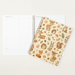 Cute Bosdieren Waterverf Patroon Planner