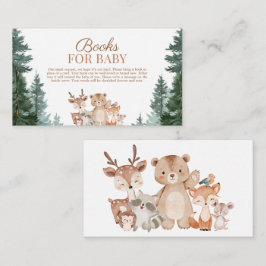 Cute bosdierenboeken voor babyshower informatiekaartje