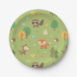 Cute bosdierpatroon babyshowerfeestje papieren bordje