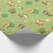 Cute bosdierpatroon voor kinderen cadeaupapier (Hoek)