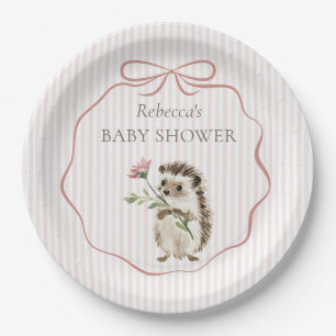Cute Bosegeliefde Egel Aquarel Meisje Baby Shower Papieren Bordje