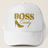 Cute Boss Lady Gold Design Trucker Pet (Voorkant)