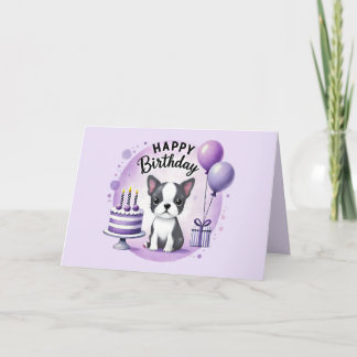 Cute Boston Terrier Birthday Card Bedankkaart