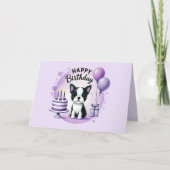 Cute Boston Terrier Birthday Card  Bedankkaart (Voorkant)