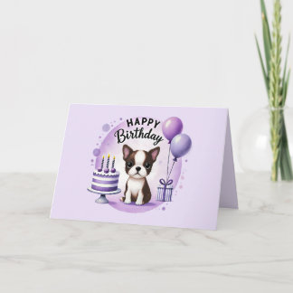 Cute Boston Terrier Birthday Card Bedankkaart