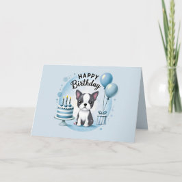 Cute Boston Terrier Birthday Card  Bedankkaart