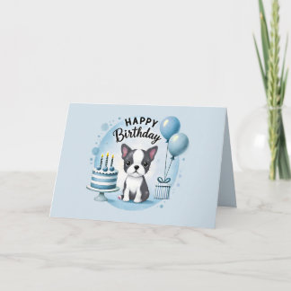 Cute Boston Terrier Birthday Card Bedankkaart