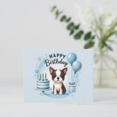 Cute Boston Terrier Birthday PostCard  Briefkaart (Staand voorkant)