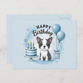 Cute Boston Terrier Birthday PostCard  Briefkaart (Voorkant / Achterkant)