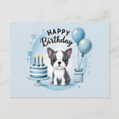 Cute Boston Terrier Birthday PostCard  Briefkaart (Voorkant)