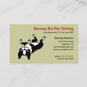 Cute Boston Terrier Cartoon Dog - Animals Pet Care Visitekaartje