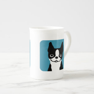 Cute Boston Terrier Cartoon Dog Porselein Kop