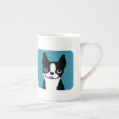 Cute Boston Terrier Cartoon Dog Porselein Kop (Rechts)