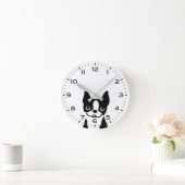 Cute Boston Terrier Cartoon Dog Ronde Klok (Huis)