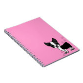 Cute Boston Terrier Cartoon Paw Prints - Roze Notitieboek (Rechterzijde)