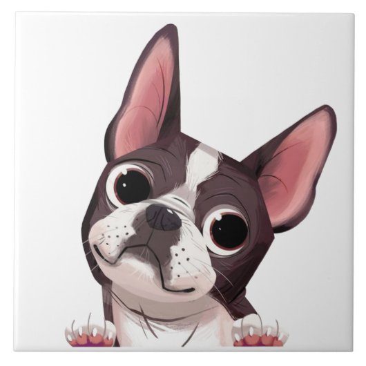 Cute Boston Terrier Ceramic Tile Tegeltje (Voorkant)