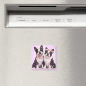 Cute Boston Terrier Couple Valentine Illustration  Magneet (Insitu (Vaatwasser))