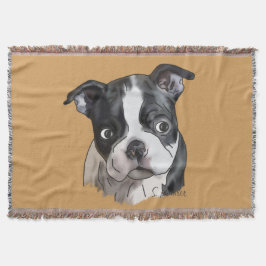 Cute Boston Terrier Dog Deken