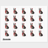 Cute Boston Terrier Dog Funny Xmas Holiday Gifts Vierkante Sticker (Vel)