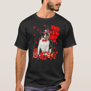 Cute Boston Terrier Dog Heart Valentijnsdag Dog T-shirt