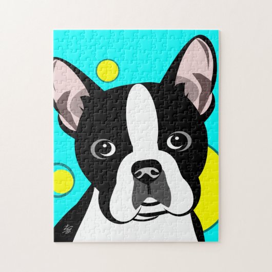 Cute Boston Terrier Dog Jigzaag Puzzle Legpuzzel (Verticaal)